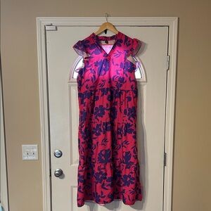 SHEIN Pink and Navy Floral Maxi Dress
